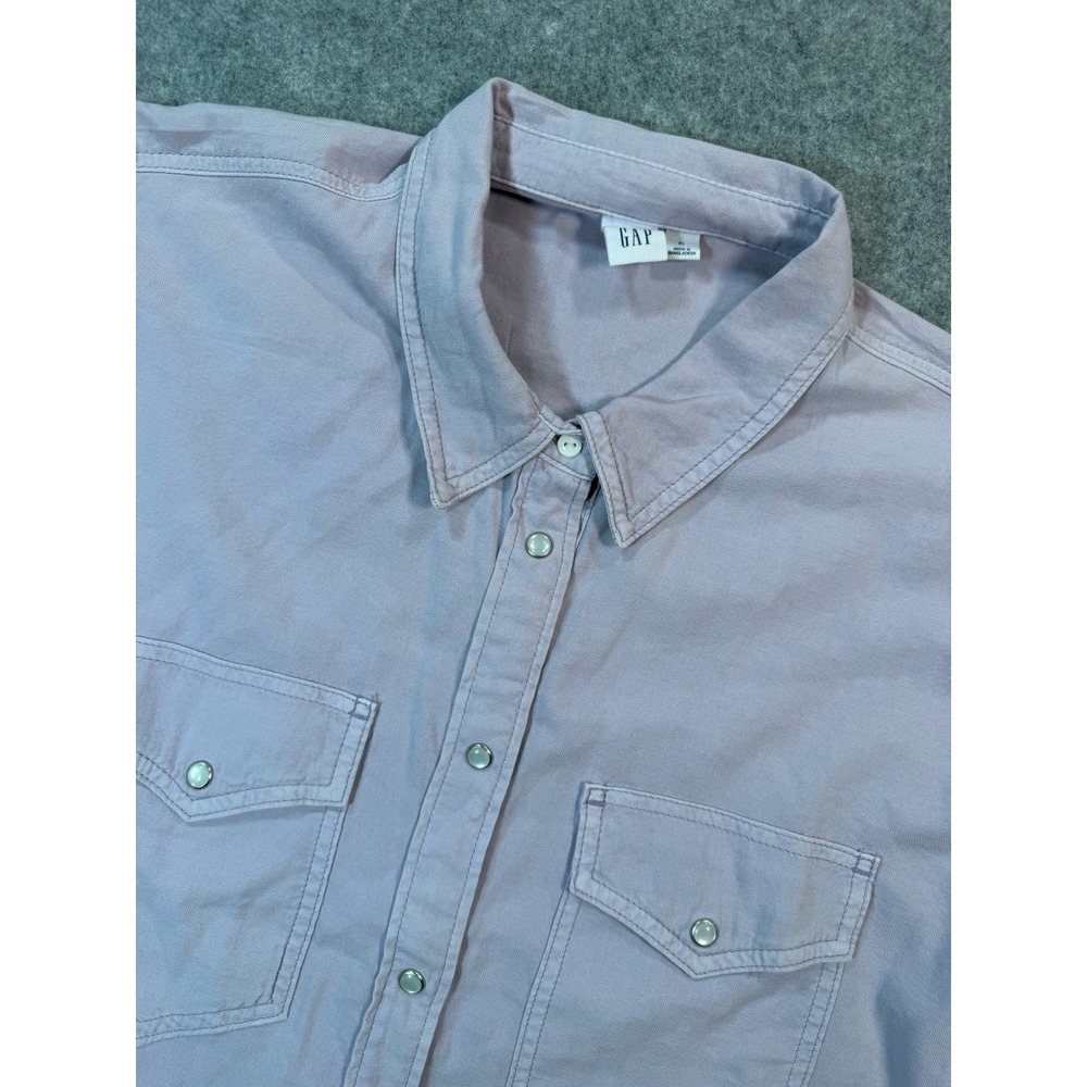 Gap‎ Womens XL Lavender Purple Western Snap Button Cropped Long Sleeve Shirt
